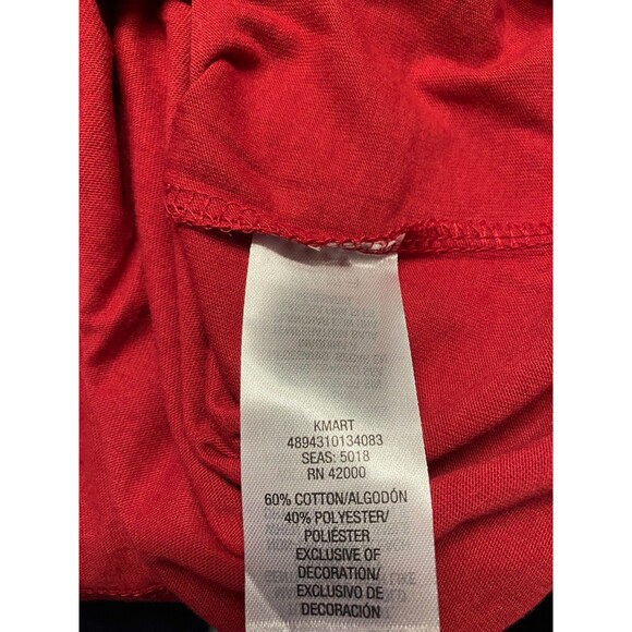 Basic Edition Womens Long Sleeve Red Tee with Decorative Neckline Large - Picture 4 of 7